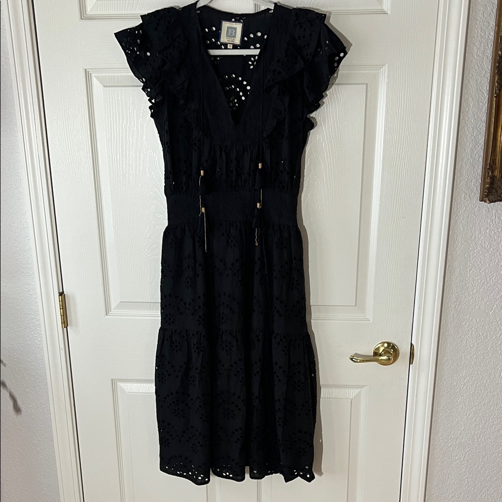 Bell by Alicia Bell Elegant Black Eyelet Midi Dress,‎ Sz Medium
